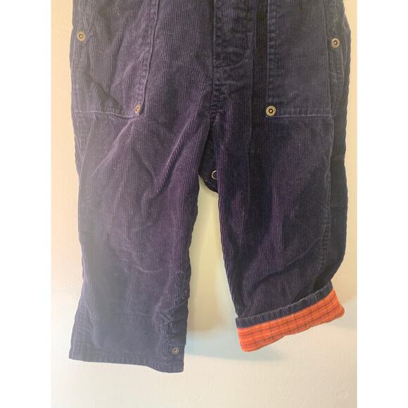 OSHKOSH B’GOSH Boy’s Navy Corduroy Flannel Lined Bib Overalls / Size: 18 Months - Picture 6 of 9